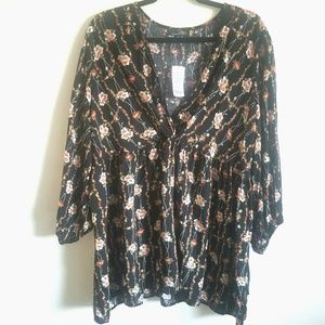 Suzanne Betro - Floral Fit & Flare Knot Front 3X